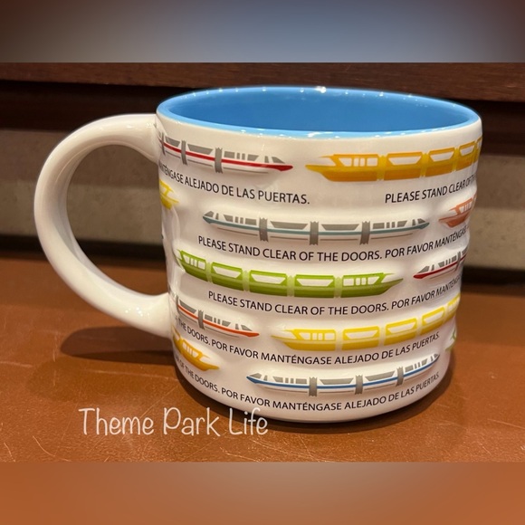 Disney Parks Monorail Please Stand Clear of the Doors Ceramic Coffee Mug NEW - Picture 3 of 4